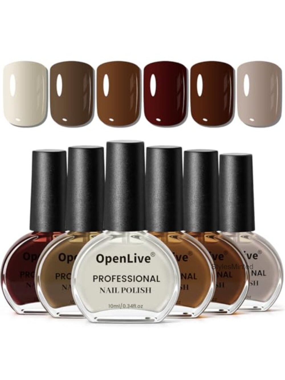 Nail Polish Set 6 Bottles Quick Dry Long Lasting Chip Resistant Salon Manicure